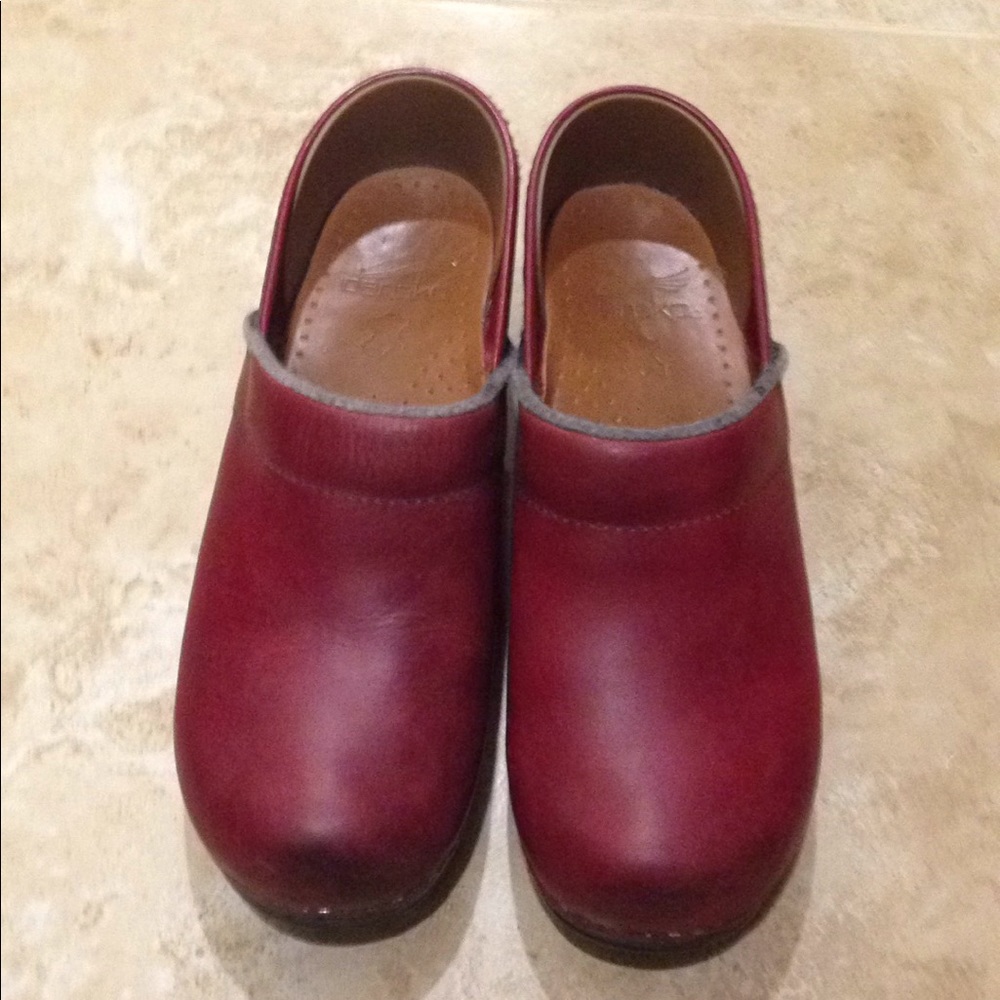 Dansko Red Leather Clogs